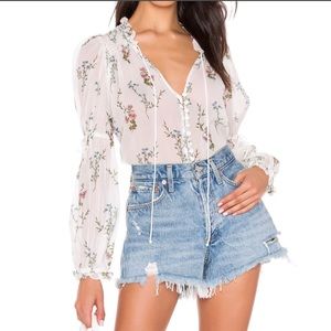 For Love And Lemon Silk Blouse